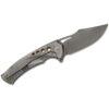 WE Knife Co. Swiftfin WE23051-3, 3.8" Polished Grey Modified Clip Point CPM-20CV Blade, Polished Grey Milled Titanium Handles, Damasteel Pivot Cap