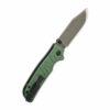 QSP Kali QS159-E2, Green Milled Aluminium Handle with Champagne Ceramic Coated 14C28N Blade, Button Lock