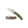 Spyderco Para Military 2 - 3.45" Satin CPM-CruWear Blade, Brown Canvas Micarta Handles - C81MPCW2
