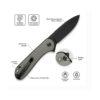 CIVIVI Button Lock Elementum II C18062PD-1, 2.96" Black Stonewashed Nitro-V Blade, Grey Textured Aluminium Handles