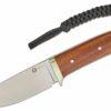 CIVIVI Cloud Peak C23044-3, 4.6" Nitro-V Satin Fixed Blade, Contoured Guibourtia Wood Handle, Brown Leather Pouch