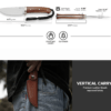 CIVIVI Cloud Peak C23044-3, 4.6" Nitro-V Satin Fixed Blade, Contoured Guibourtia Wood Handle, Brown Leather Pouch
