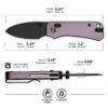 CIVIVI Baby Banter 2 C23074-2, 2.34" Black Stonewashed Nitro-V Blade, Purple Machined Aluminium Handles, Crossbar Lock