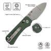 CIVIVI Baby Banter 2 C23074-3, 2.34" Stonewashed Nitro-V Blade, Green Canvas Micarta Handles, Crossbar Lock