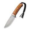 CIVIVI Cloud Peak C23044-3, 4.6" Nitro-V Satin Fixed Blade, Contoured Guibourtia Wood Handle, Brown Leather Pouch