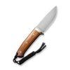 CIVIVI Cloud Peak C23044-3, 4.6" Nitro-V Satin Fixed Blade, Contoured Guibourtia Wood Handle, Brown Leather Pouch