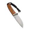 CIVIVI Cloud Peak C23044-3, 4.6" Nitro-V Satin Fixed Blade, Contoured Guibourtia Wood Handle, Brown Leather Pouch