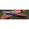 KA-BAR USMC Fighter, 7" Black Plain Fixed Blade, Leather Handles, Leather Pouch KA1217