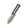 QSP Canary Fixed Blade Neck Knife QS141-G, Brass/Copper Damascus Blade, Blue Camo CF Handles, with Neck Pouch