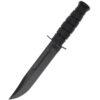 KA-BAR USA Fighting/Utility Fixed Blade, 7" Black Plain Blade, Black Kraton G® Handle, Leather Cover KA1211