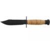 Ontario Knife Co. Air Force Survival Fixed Blade 6150 - 5" Black Zinc Phosphate Coated Sawback Carbon Steel Blade, Stacked Leather Handle, Leather Pouch