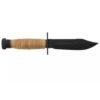 Ontario Knife Co. Air Force Survival Fixed Blade 6150 - 5" Black Zinc Phosphate Coated Sawback Carbon Steel Blade, Stacked Leather Handle, Leather Pouch