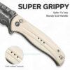 CIVIVI Incindie C23053-DS1,  3.48" Damascus Spear Point Blade, Ivory G10 Handles, Button Lock, Reversible Clip