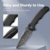 CIVIVI Button Lock Praxis C18026E-DS1, Black Aluminium with Damascus Blade