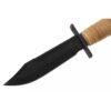 Ontario Knife Co. Air Force Survival Fixed Blade 6150 - 5" Black Zinc Phosphate Coated Sawback Carbon Steel Blade, Stacked Leather Handle, Leather Pouch