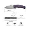 CIVIVI BullTusk C23017-3, Purple Canvas Micarta Handle, 3.48" Satin 14C28N Blade