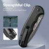 CIVIVI Button Lock Praxis C18026E-DS1, Black Aluminium with Damascus Blade