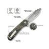 CIVIVI  Button Lock Elementum II C18062P-10, Gold Shred Carbon Fibre Handles, Shredded Carbon Fibre with Damascus Blade