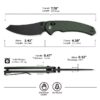 CIVIVI Sixgill C24050-3, 3.41" Black Stonewashed Nitro-V Blade, Green Canvas Micarta Handle, Crossbar Lock