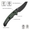 CIVIVI Sixgill C24050-3, 3.41" Black Stonewashed Nitro-V Blade, Green Canvas Micarta Handle, Crossbar Lock