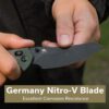 CIVIVI Sixgill C24050-3, 3.41" Black Stonewashed Nitro-V Blade, Green Canvas Micarta Handle, Crossbar Lock