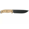 Ontario Knife Co. RAT 7 - 7.2" Powder Coated Carbon Steel Blade, Tan Micarta Handle, MOLLE Compatible Pouch - 8668