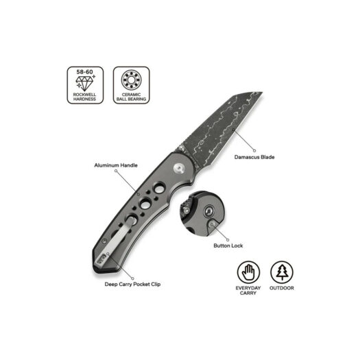 CIVIVI Pragma Prime C24067-DS1 Thumb Stud & Button Lock Knife Aluminium Handle (3.49