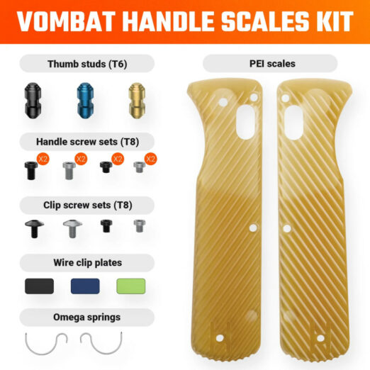 Vosteed Vombat Handle Scales Kit - X0138 (Amber PEI)