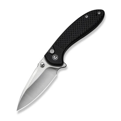 CIVIVI Faeger Flipper with Thumb Stud & Button Lock C24031-1, Milled Black G10 Handle 2.98