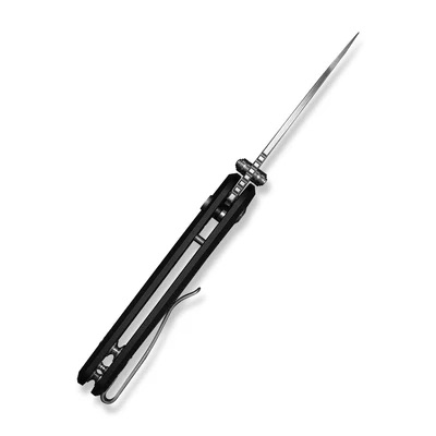CIVIVI Mini Shakan Flipper with Thumb Stud & Button Lock C20052F-1, Ripple Patterned Black Aluminium Handle, 2.48