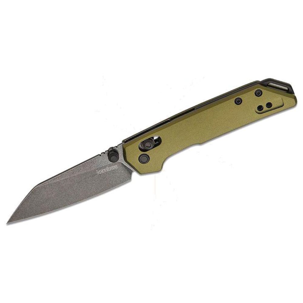 Kershaw Mini Iridium DuraLock Folding Knife 3" OD Green Aluminium Handles, D2 BlackWashed Reverse Tanto Blade - 2051ROLBW