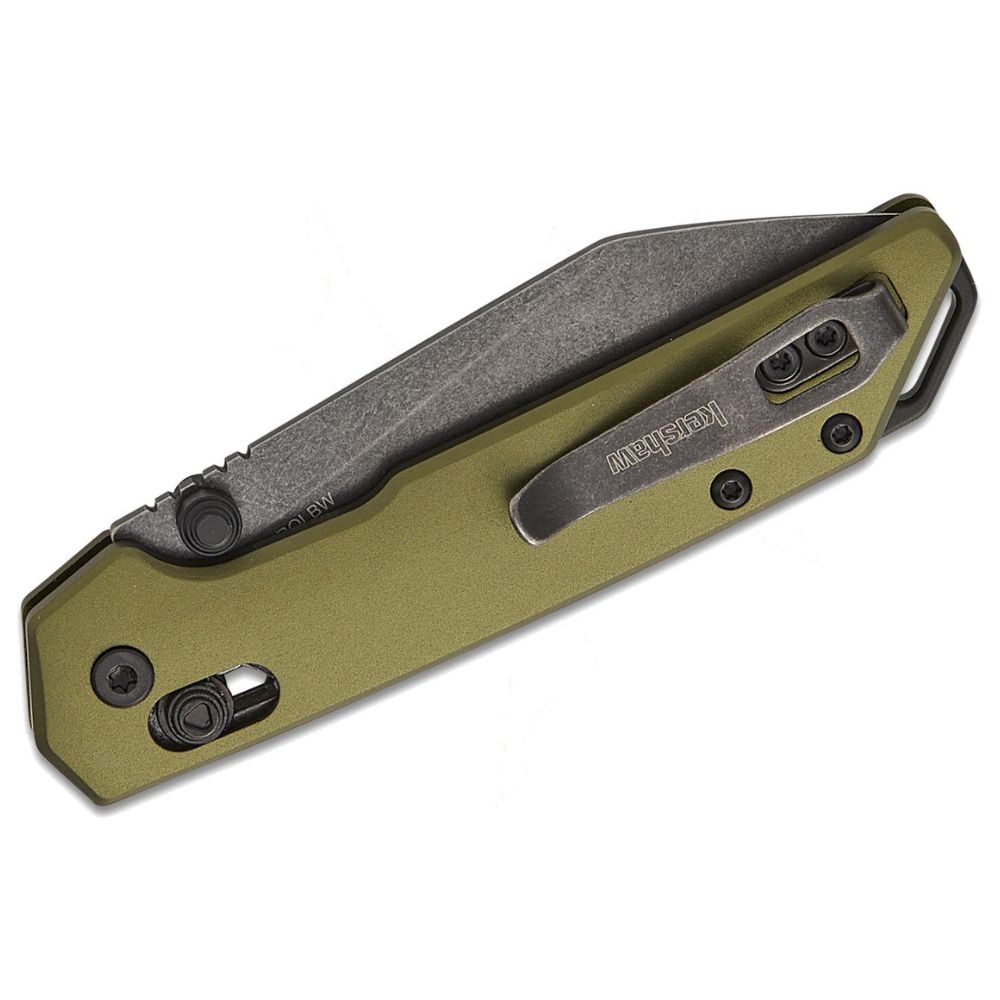 Kershaw Mini Iridium DuraLock Folding Knife 3" OD Green Aluminium Handles, D2 BlackWashed Reverse Tanto Blade - 2051ROLBW