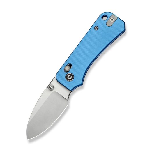 CIVIVI Baby Banter 2 Thumb Stud & Crossbar Lock Knife C23074-1, 2.34″ Satin Nitro-V Blade with Blue Aluminium Handle