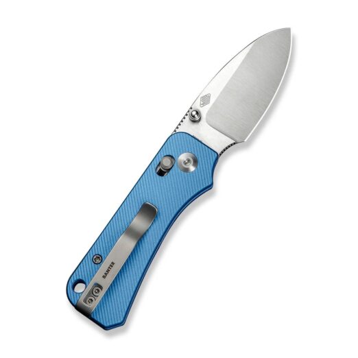 CIVIVI Baby Banter 2 Thumb Stud & Crossbar Lock Knife C23074-1, 2.34″ Satin Nitro-V Blade with Blue Aluminium Handle