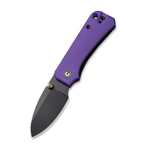 CIVIVI Baby Banter Thumb Stud Knife Knife C19068S-4, 2.34″ Black Stonewashed Nitro-V Blade with Purple G10 Handle