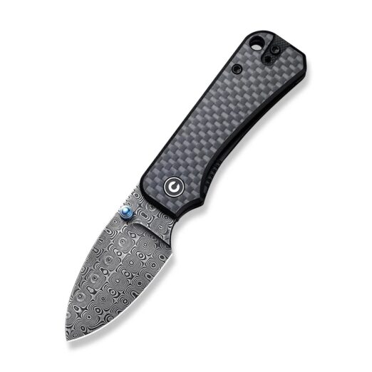 CIVIVI Baby Banter Thumb Stud C19068S-DS1, Carbon Fiber & G10 Handle 2.34″ with Damascus Blade