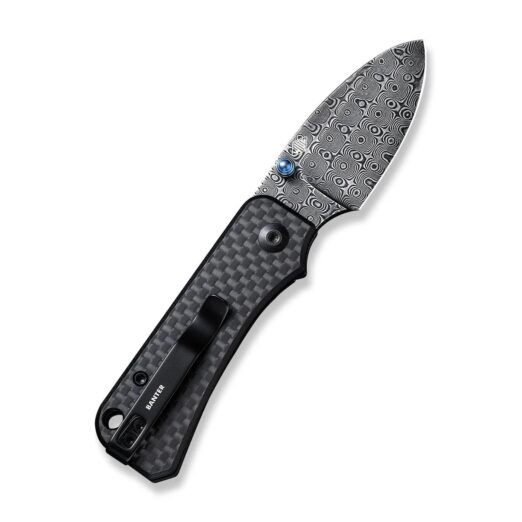 CIVIVI Baby Banter Thumb Stud C19068S-DS1, Carbon Fiber & G10 Handle 2.34″ with Damascus Blade