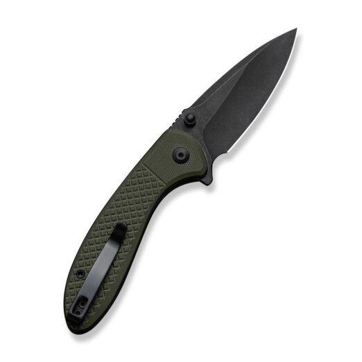 CIVIVI Faeger Flipper & Thumb Stud & Button Lock C24031-2, Milled OD Green G10 Handle with 2.98″ Black Stonewashed 14C28N Blade