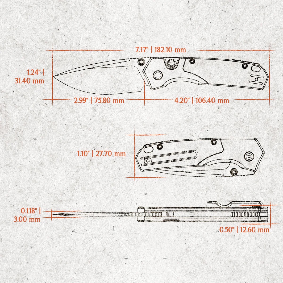 Vosteed Psyop - Top Liner Lock Knife (2.99" S35VN Blade & Norplex UltreX™ Micarta Handle) - A2218