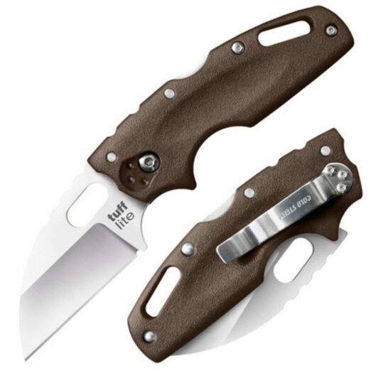 Dual-blade folding pocket knife with brown textured handles.